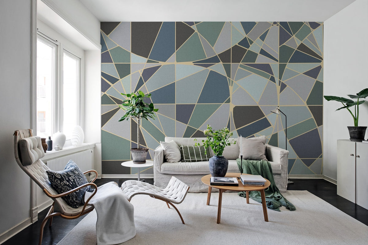 R18613 Facet Blue Pops Mural by Rebel Walls