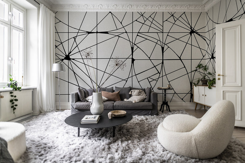 R18614 Facet Graphite Pops Mural by Rebel Walls
