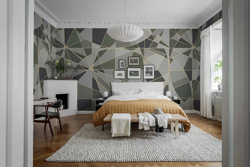 R18615 Facet Moss Pops Mural by Rebel Walls