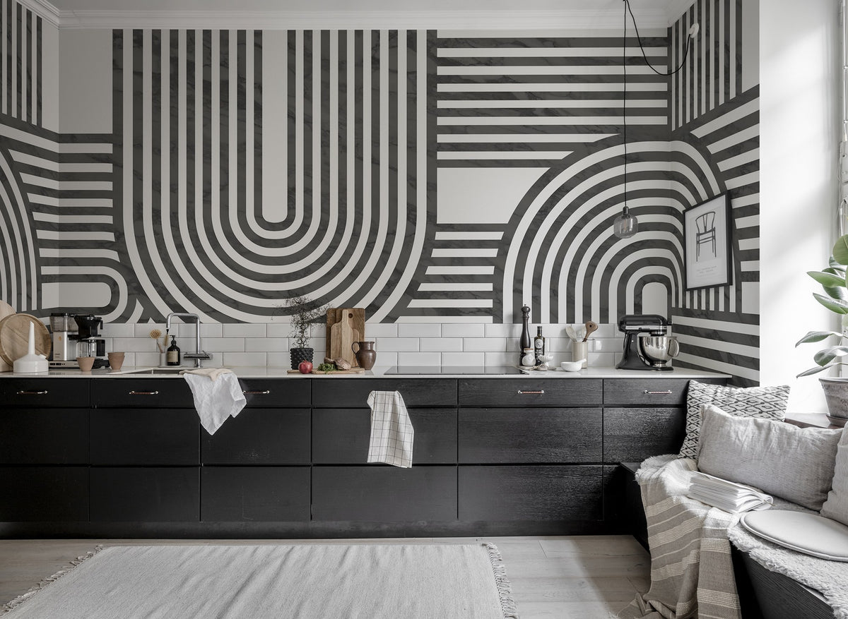 R18624 Twine Graphite Simplicity Mural by Rebel Walls