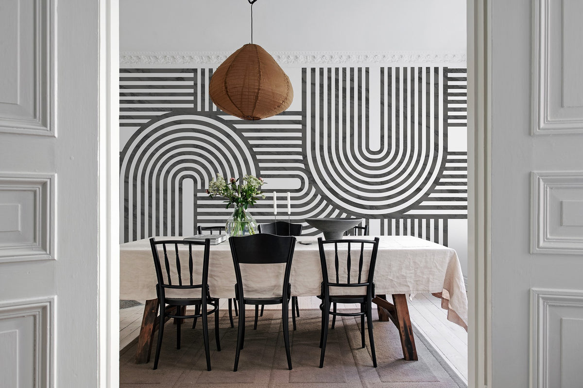 R18624 Twine Graphite Simplicity Mural by Rebel Walls