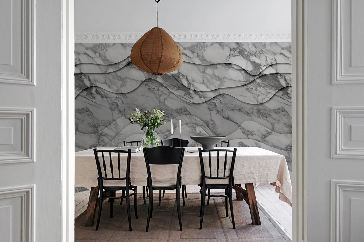 R18626 3D Wave Marble Pops Mural by Rebel Walls