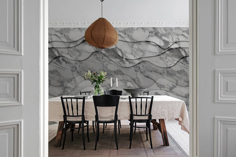 R18626 3D Wave Marble Pops Mural by Rebel Walls