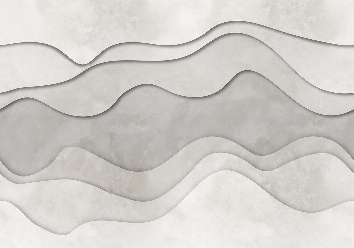 R18629 3D Wave White Pops Mural by Rebel Walls