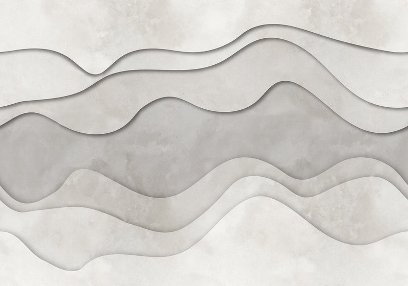 R18629 3D Wave White Pops Mural by Rebel Walls