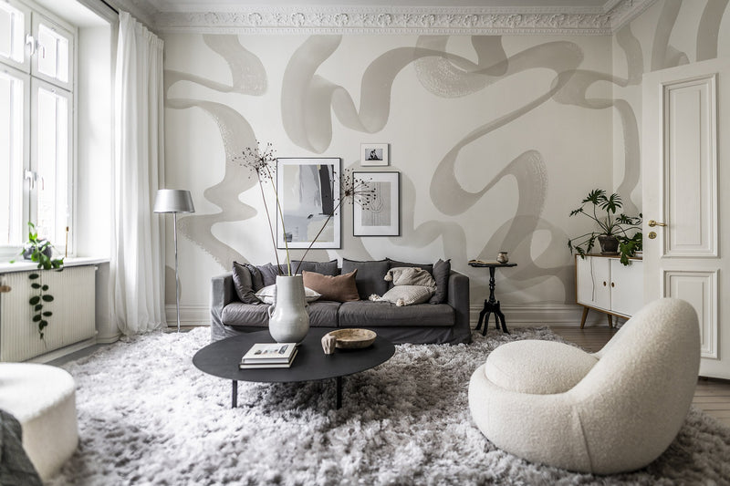 R18633 Waves Beige Simplicity Mural by Rebel Walls