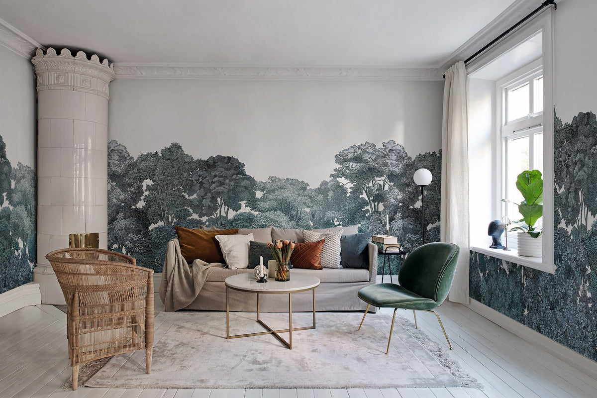 R18637 Bellewood Teal Simplicity Mural by Rebel Walls
