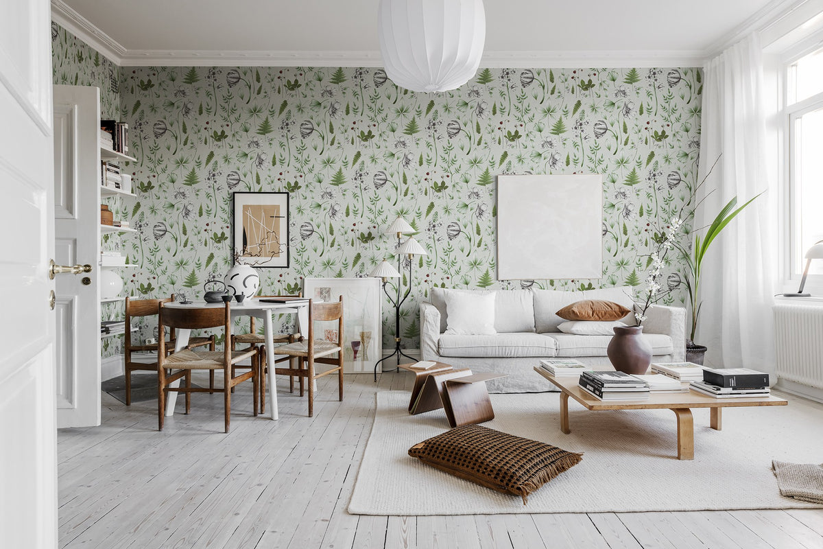 R18644 Botanical Green Meet a Rebel Mural by Rebel Walls