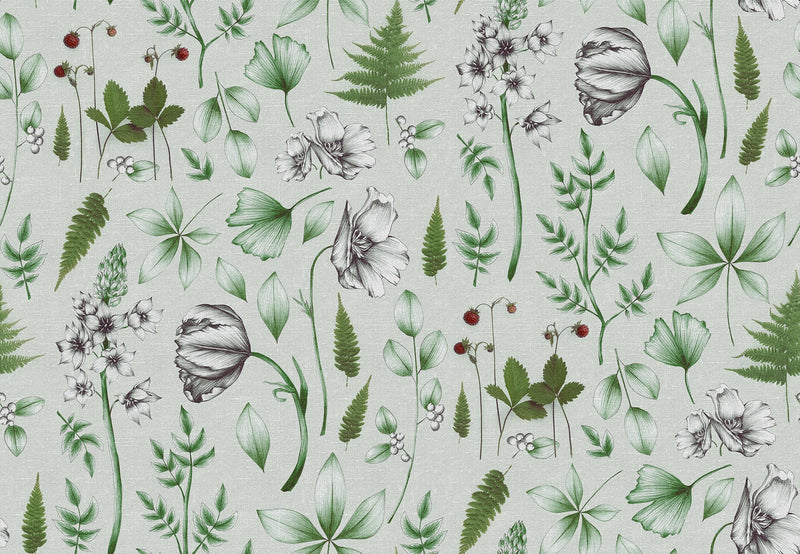 R18644 Botanical Green Meet a Rebel Mural by Rebel Walls