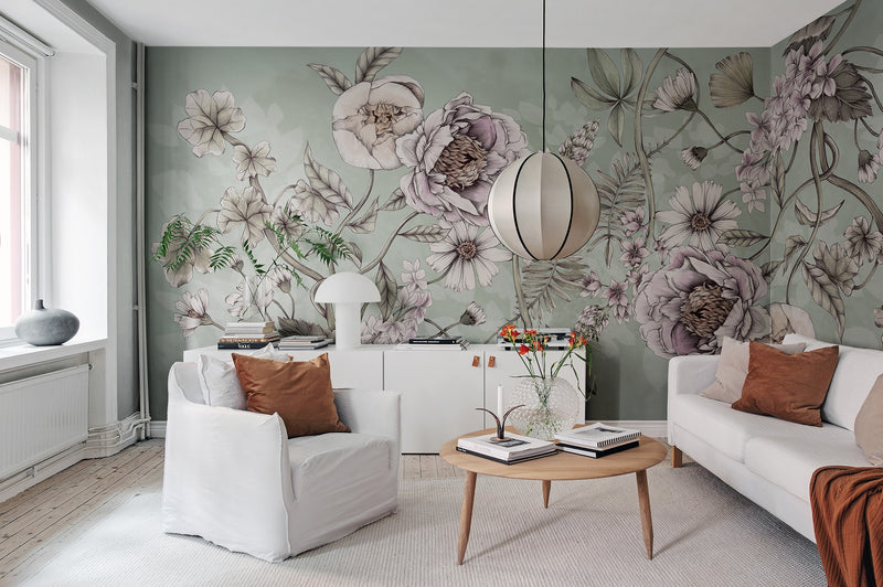 R18645 Spring Flower Green Meet a Rebel Mural by Rebel Walls