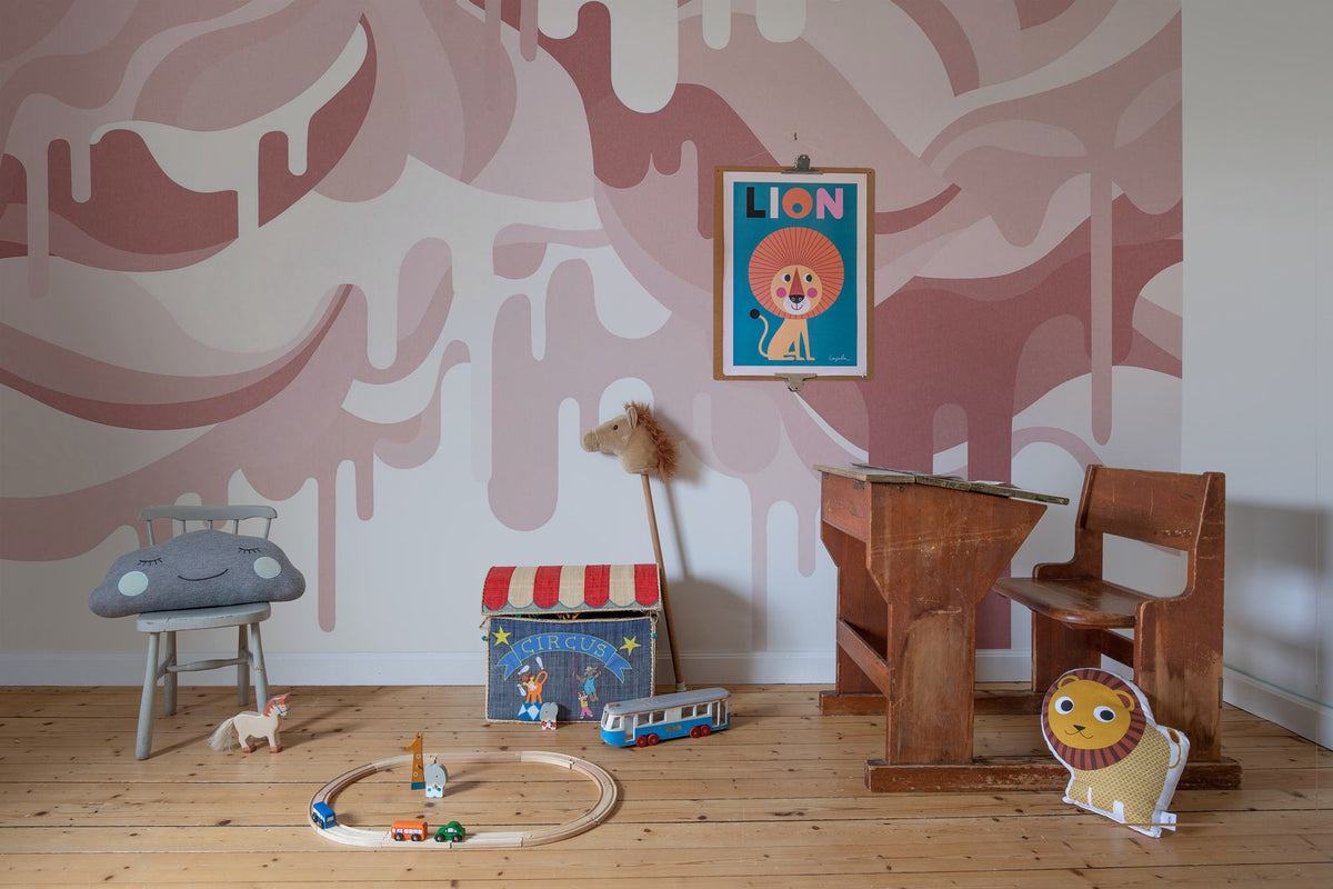 R18652 Dripping Ice Cream Pink Pops Mural by Rebel Walls