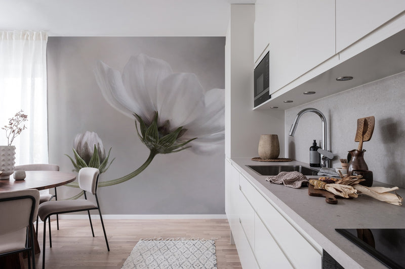 R19025 White Flower Pops Mural by Rebel Walls