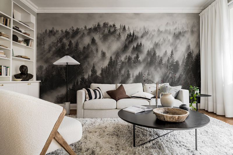 R19060 Foggy Forest Pops Mural by Rebel Walls