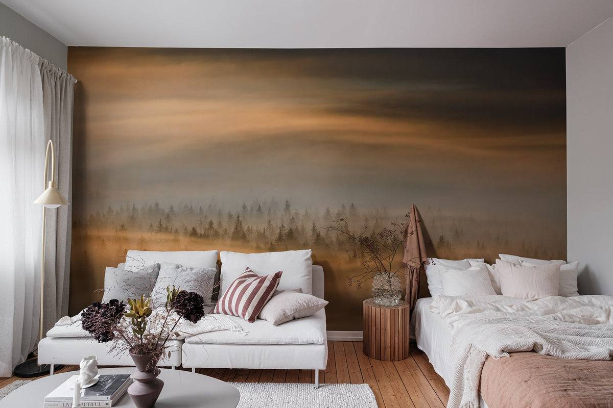 R19171 Golden Fir Forest Pops Mural by Rebel Walls