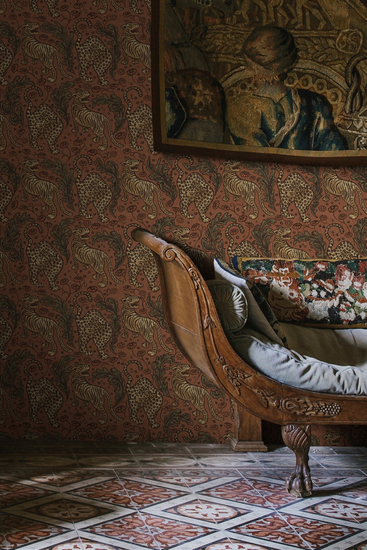 R19213 Year Of The Tiger Velvet Vintage Brocade Wallpaper by Rebel Walls