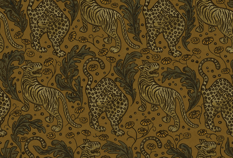 R19214 Year Of The Tiger Saffron Vintage Brocade Wallpaper by Rebel Walls