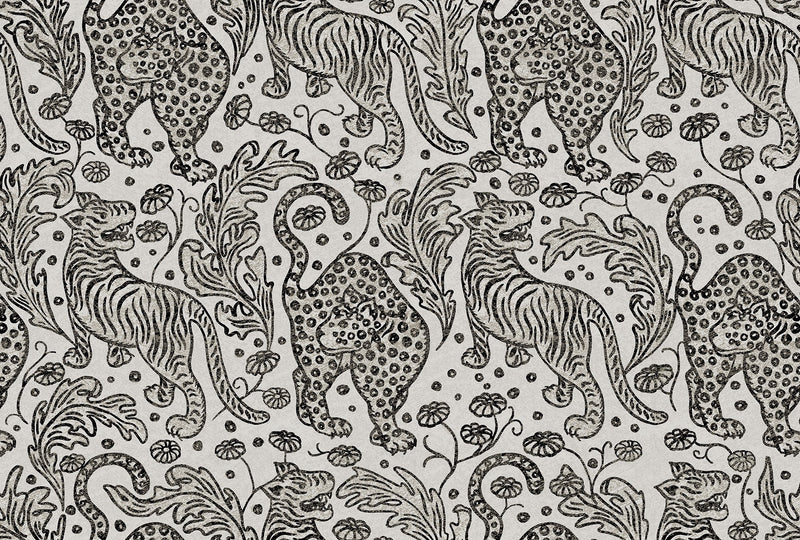 R19215 Year Of The Tiger Graphite Vintage Brocade Wallpaper by Rebel Walls