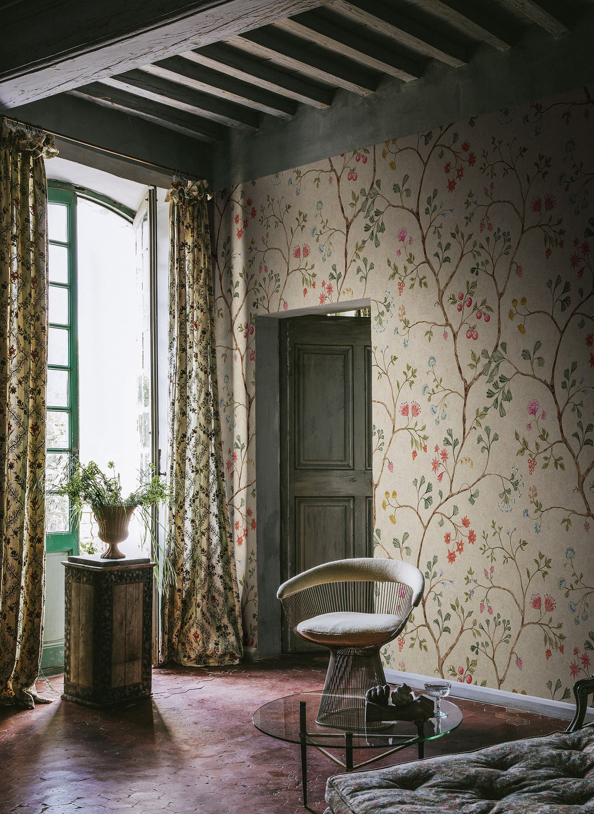 R19232 Song Tree Sand Vintage Brocade Mural by Rebel Walls
