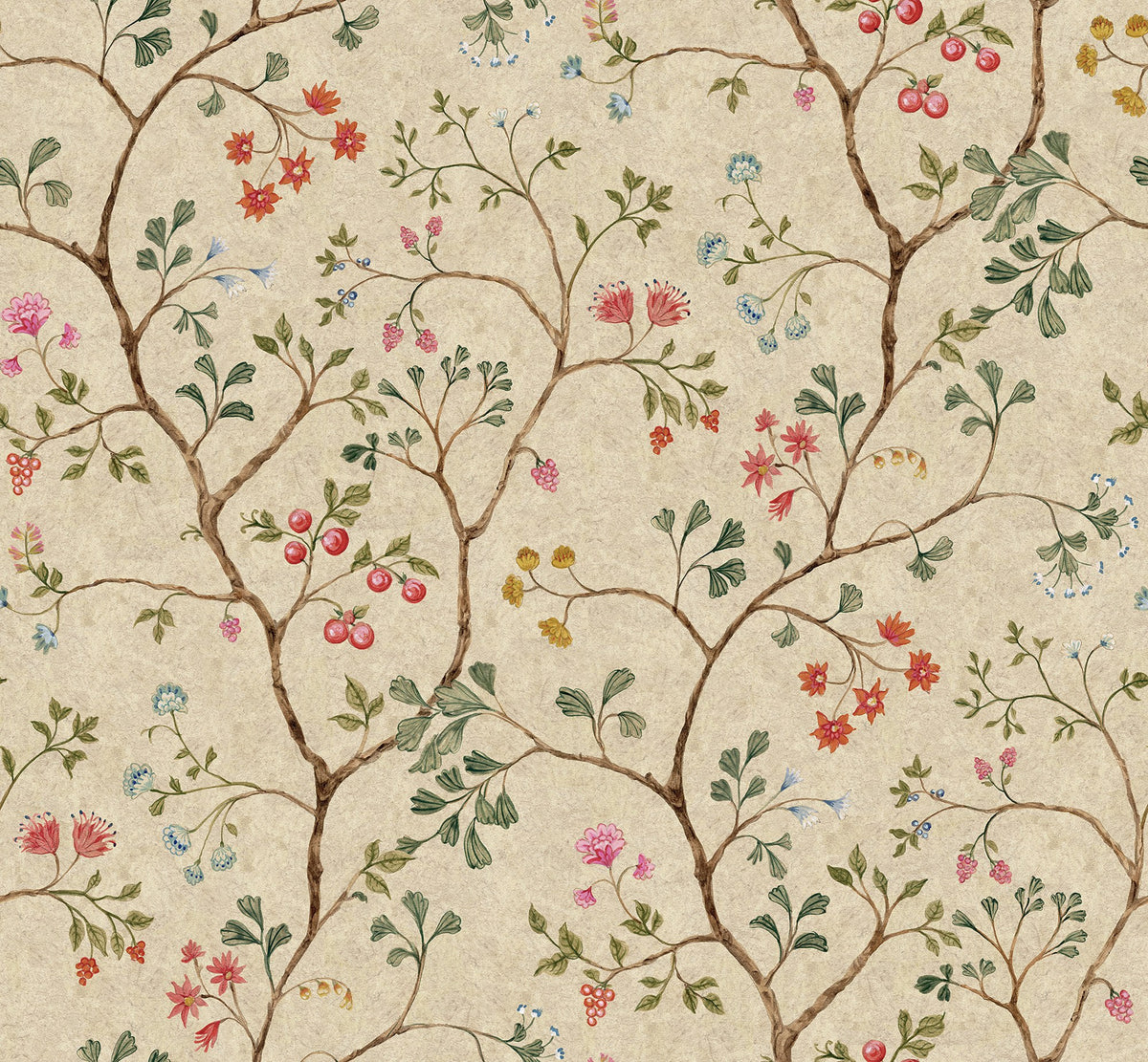 R19232 Song Tree Sand Vintage Brocade Mural by Rebel Walls