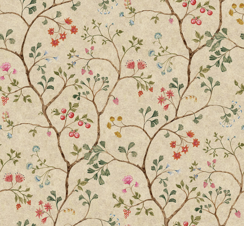 R19232 Song Tree Sand Vintage Brocade Mural by Rebel Walls