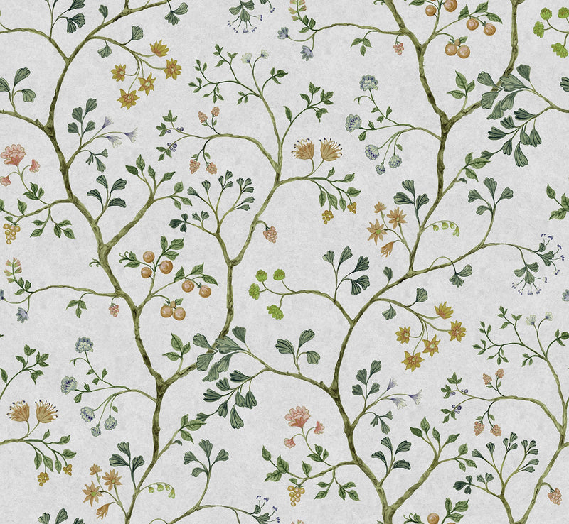 R19234 Song Tree Pearl Vintage Brocade Mural by Rebel Walls