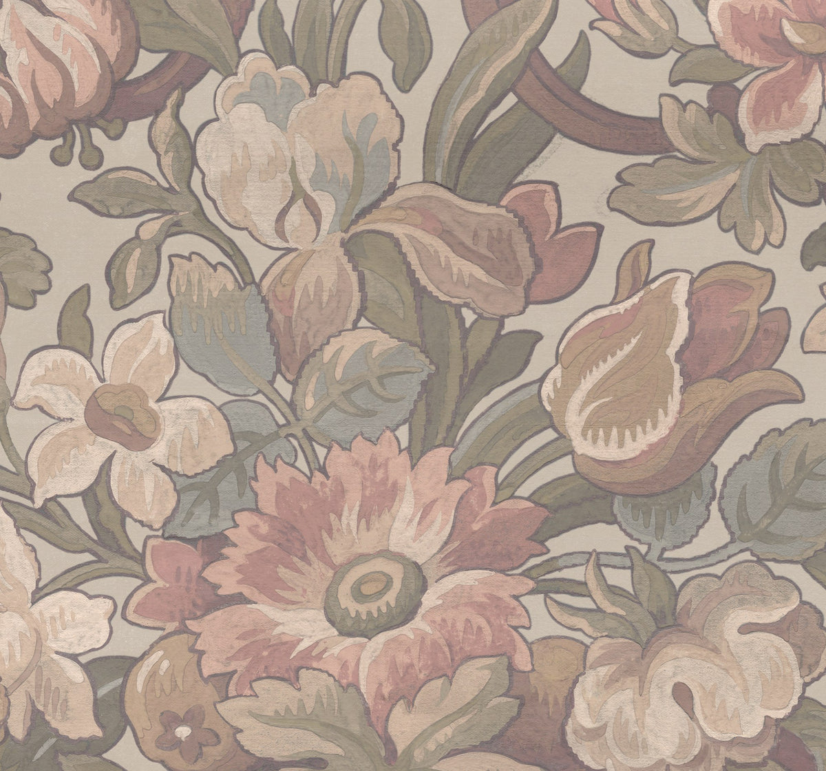R19239 Vintage Flora Pastel Vintage Brocade Mural by Rebel Walls