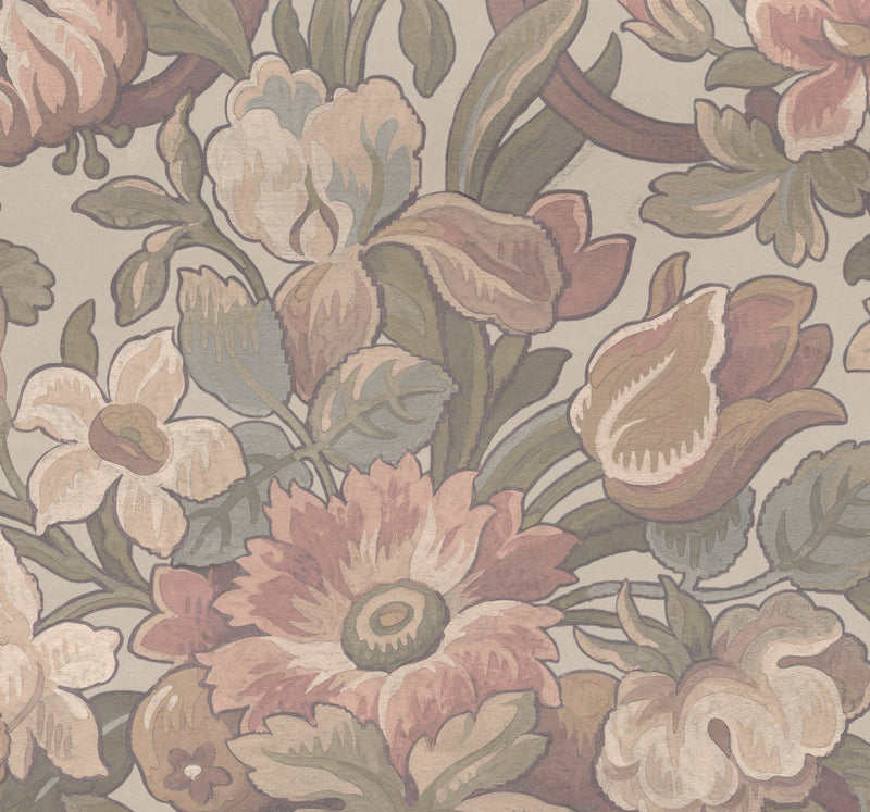 R19239 Vintage Flora Pastel Vintage Brocade Mural by Rebel Walls