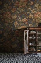 R19240 Vintage Flora Blue Vintage Brocade Mural by Rebel Walls