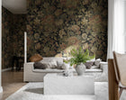 R19241 Vintage Flora Ebony Vintage Brocade Mural by Rebel Walls