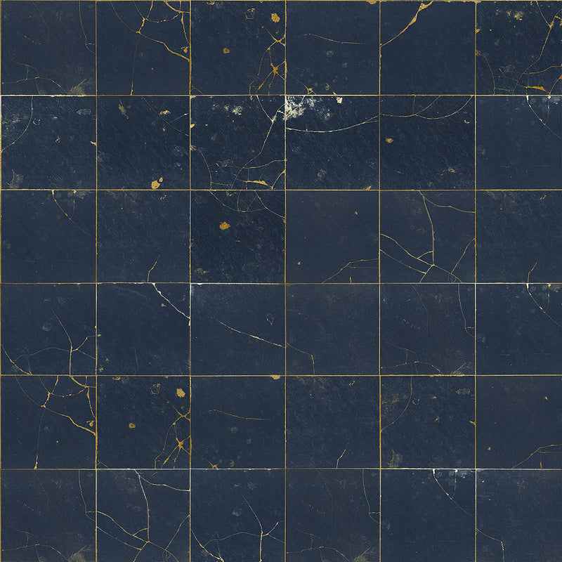 R19295 Kintsugi Dark blue Imperfections Mural by Rebel Walls