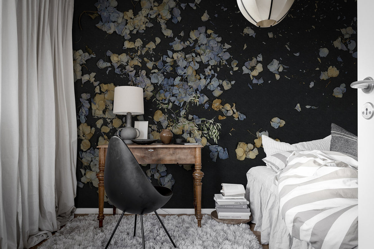 R19297 Fragile Beauty Dark Blue Imperfections Mural by Rebel Walls