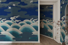 R19298 Waves Of Happiness Blue Imperfections Mural by Rebel Walls