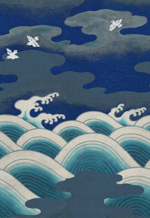 R19298 Waves Of Happiness Blue Imperfections Mural by Rebel Walls