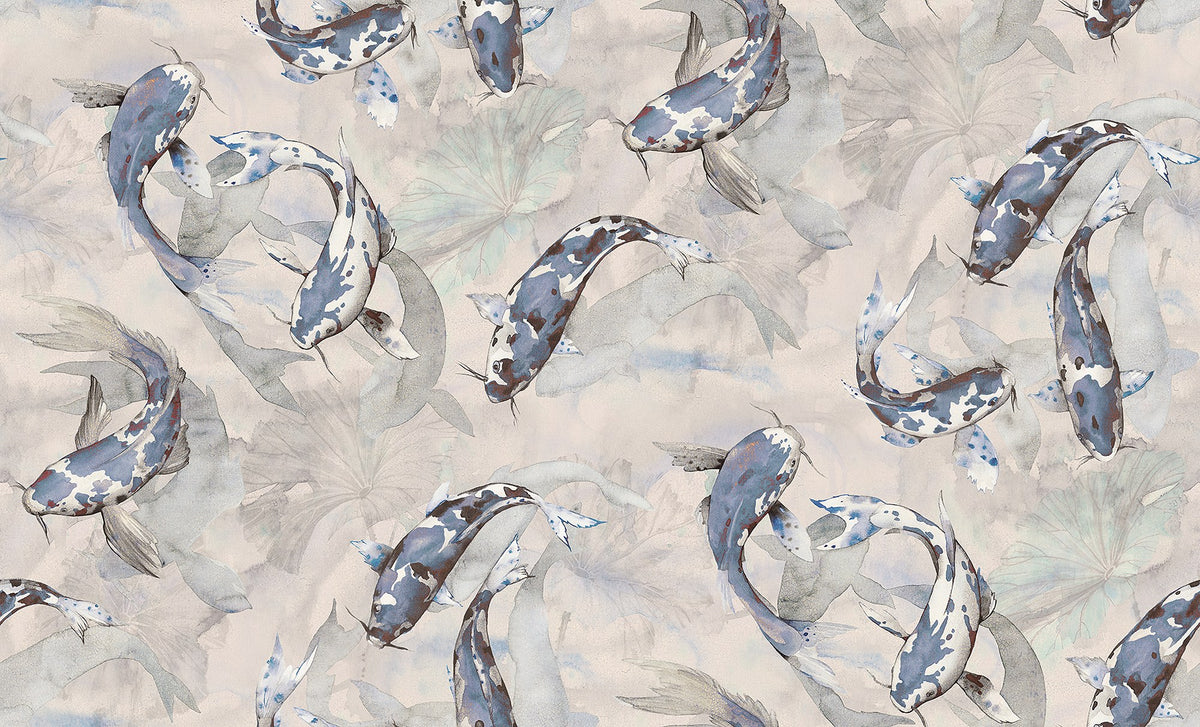 R19302 Koi Blue Imperfections Mural by Rebel Walls