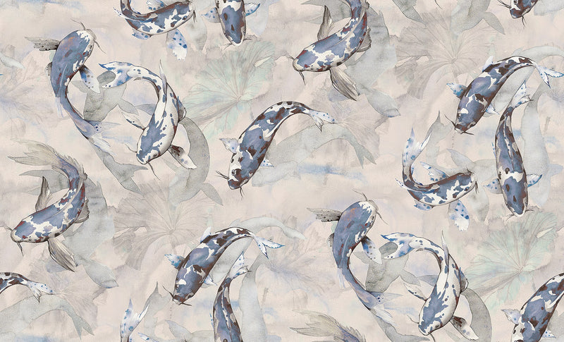R19302 Koi Blue Imperfections Mural by Rebel Walls