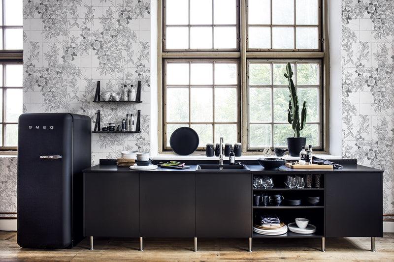 R19310 Rose Tiles Graphite Imperfections Mural by Rebel Walls