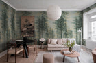 R19313 Daybreak Green Imperfections Mural by Rebel Walls
