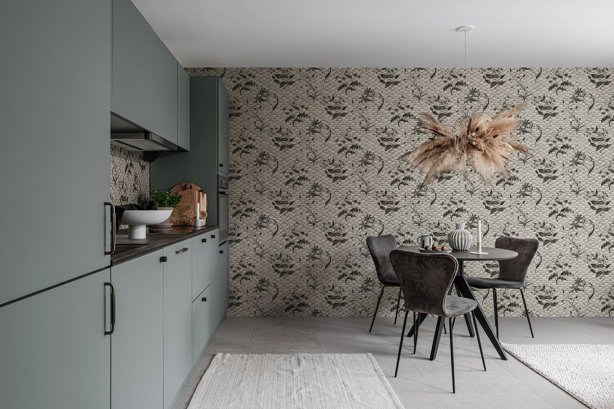 R19322 Floral Ripple Graphite Imperfections Mural by Rebel Walls