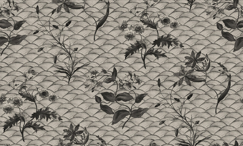 R19322 Floral Ripple Graphite Imperfections Mural by Rebel Walls
