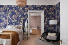 R19323 Blooming Garden Dark Blue Imperfections Mural by Rebel Walls