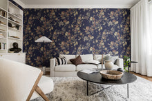 R19323 Blooming Garden Dark Blue Imperfections Mural by Rebel Walls