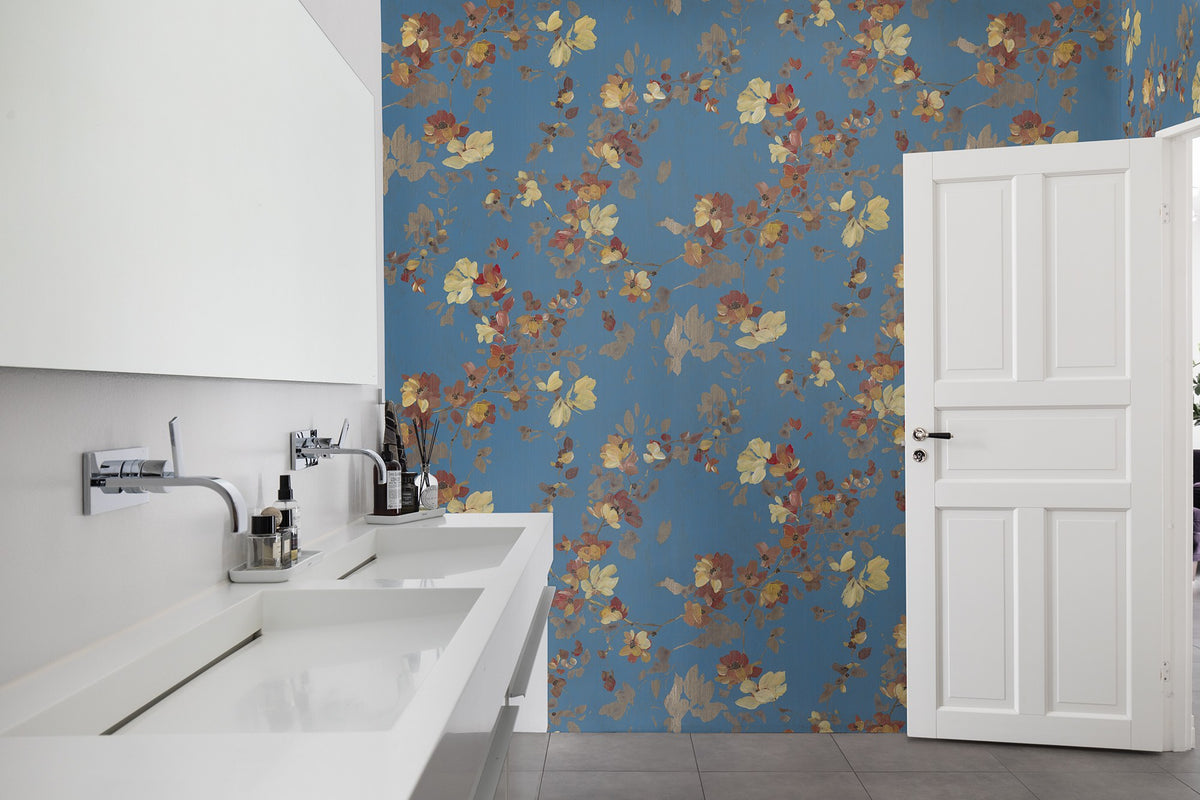 R19324 Blooming Garden Turquoise Imperfections Mural by Rebel Walls