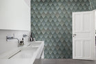 R19330 Osaka Tiles Emerald Imperfections Mural by Rebel Walls