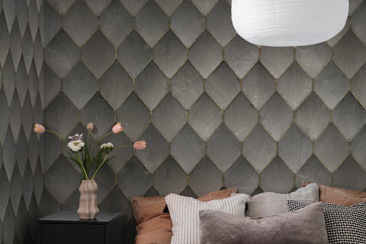R19331 Osaka Tiles Gray Imperfections Mural by Rebel Walls