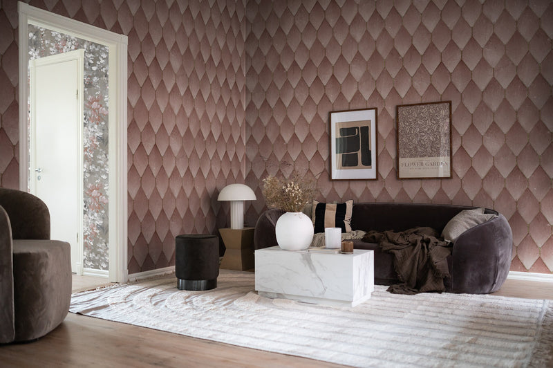 R19332 Osaka Tiles Pink Imperfections Mural by Rebel Walls