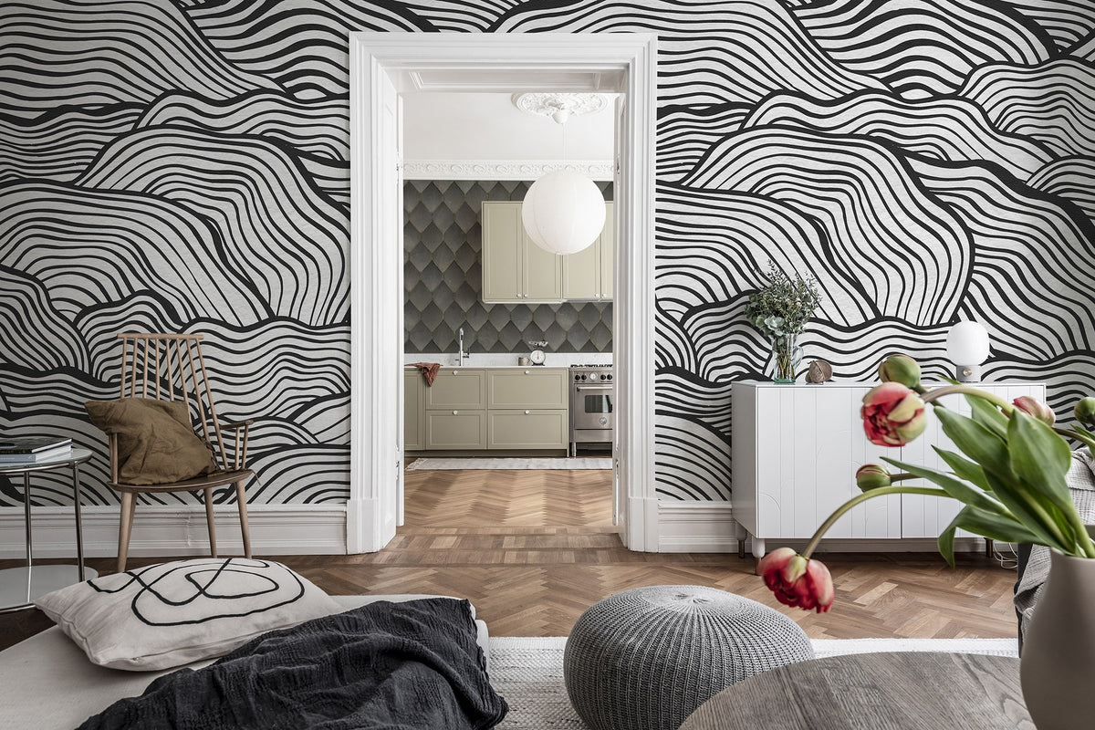 R19334 Soft Clouds Graphite Imperfections Mural by Rebel Walls