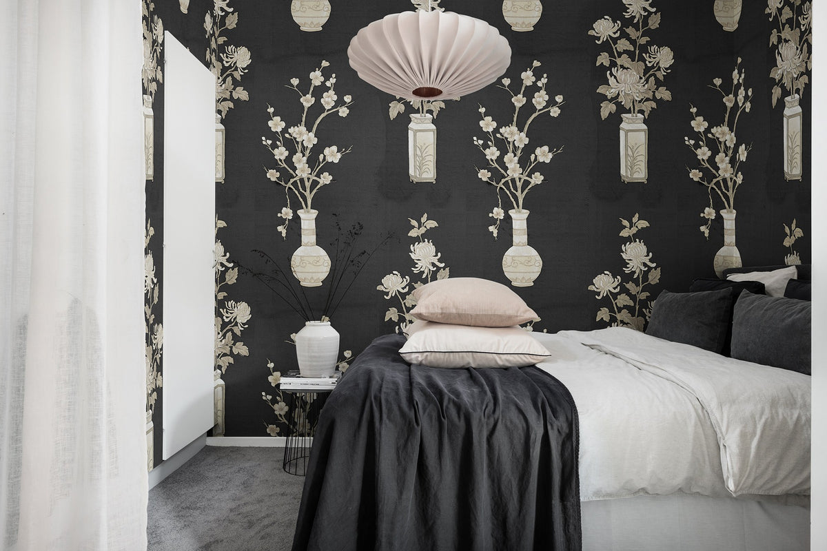 R19340 Japanese Vases Graphite Imperfections Mural by Rebel Walls