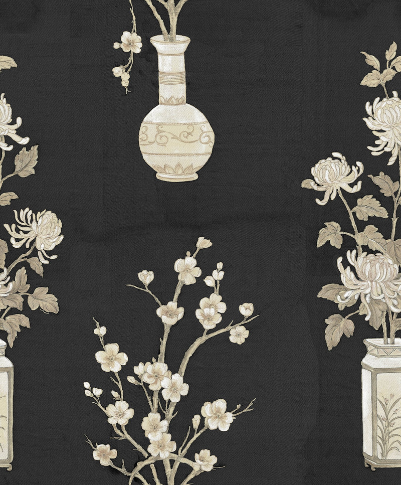R19340 Japanese Vases Graphite Imperfections Mural by Rebel Walls