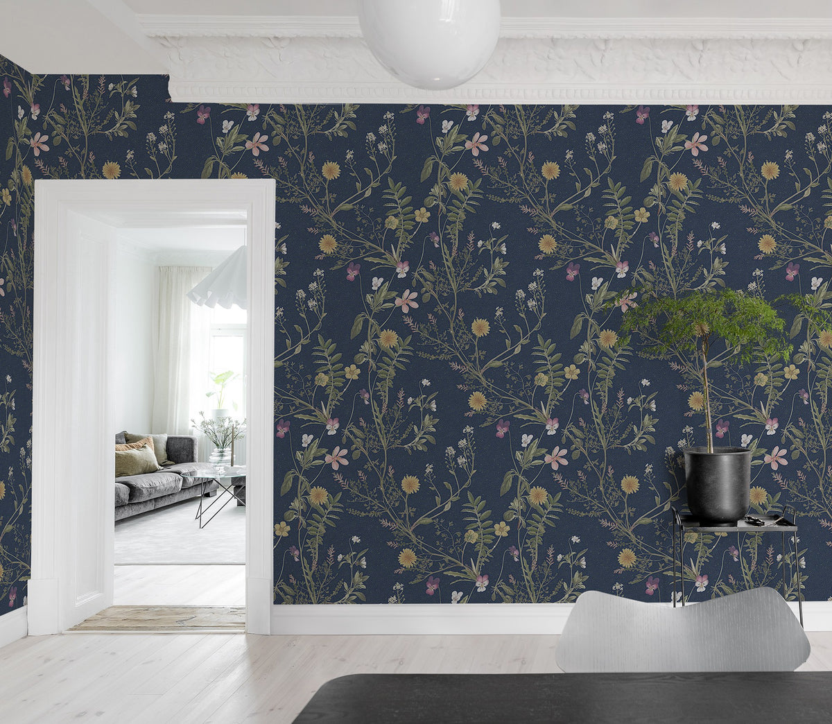 R19358 Storm Flowers Ocean Blue Meet a Rebel Mural by Rebel Walls