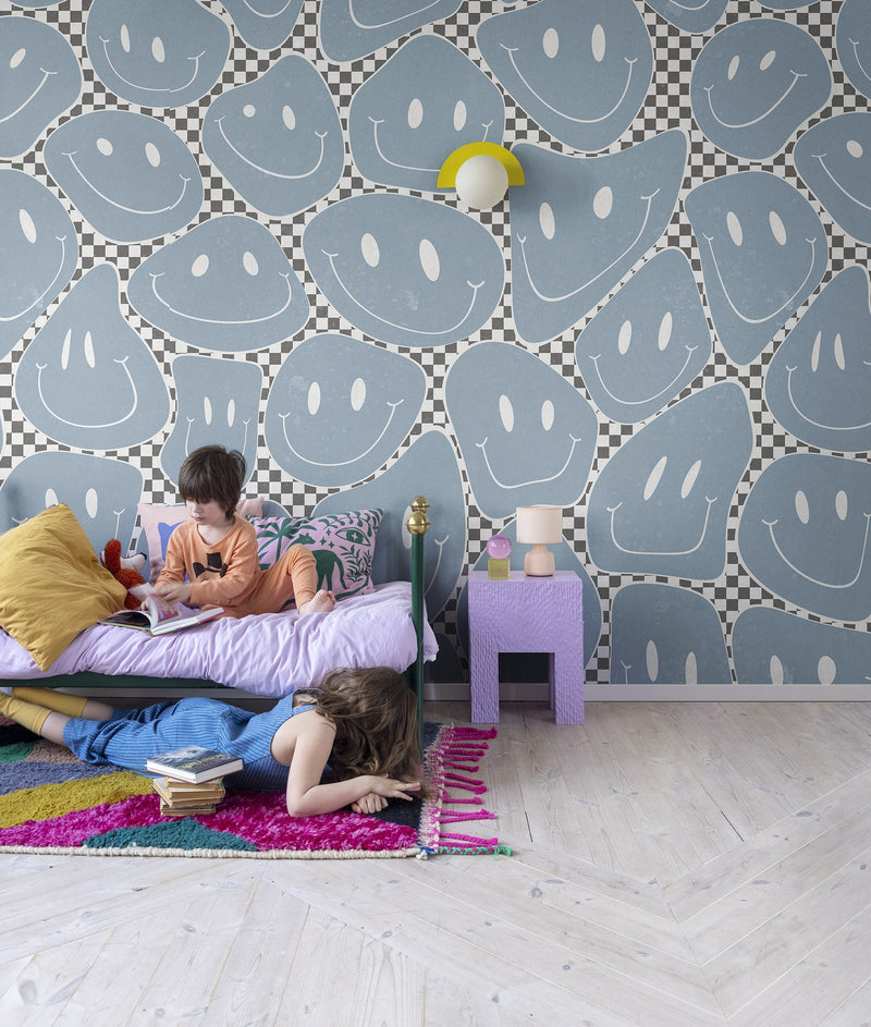 R19370 Happy Rebel Blue Chess Pops Mural by Rebel Walls